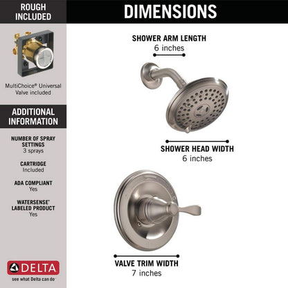 Porter Rough-in Valve Included Single-Handle 3-Spray Shower Faucet 1.75 GPM in Brushed Nickel