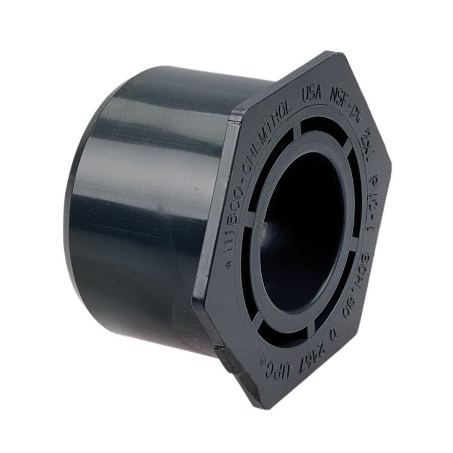 Bushing, 3/4 x 1/2 in, Spigot x Socket, SCH 80/XH, PVC