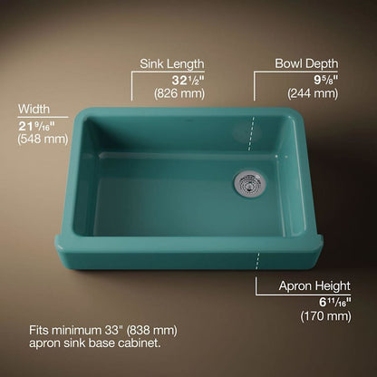 Whitehaven 32-1/2" Self-Trimming Farmhouse Single Basin Enameled Cast Iron Kitchen Sink