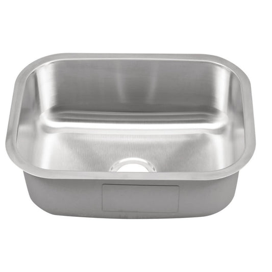 Single Bowl Kitchen Sink, Under Mount, 23-3/8 x 17-3/4 in, 9 in Bowl Depth, 16 ga Satin Steel, Stainless