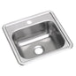 Dayton® Single Bowl Bar Sink, Top Mount, ADA, 15 x 15 in, 5 in Bowl Depth, 1-Hole, 22 ga Satin Steel, Stainless