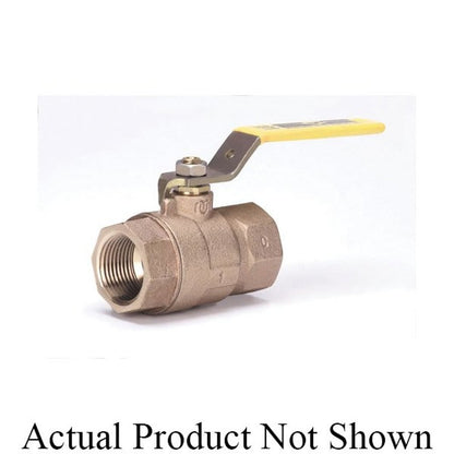 2-Piece Ball Valve, 1-1/4 in, FNPT, Standard Port, Plated Brass Ball, Bronze