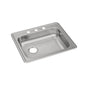 Dayton® Single Bowl Kitchen Sink, Top Mount, ADA, 25 x 21-1/4 in, 5-1/4 in Bowl Depth, 3-Hole, 22 ga Brushed Satin Steel, Stainless