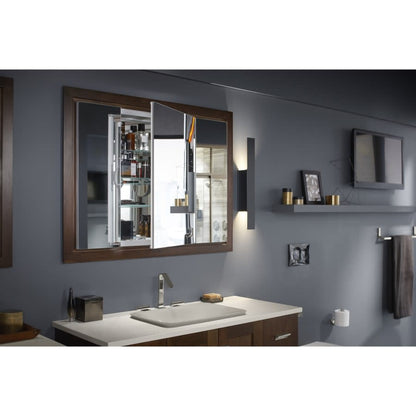 40" x 30" Triple Door Reversible Hinge Frameless Mirrored Medicine Cabinet from the Verdera Collection