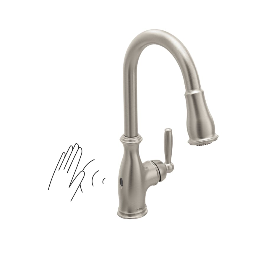 Brantford 1.5 GPM Single Hole Pull Down Kitchen Faucet with Duralast, Duralock, MotionSense, PowerClean, and Reflex Technology - Includes Escutcheon