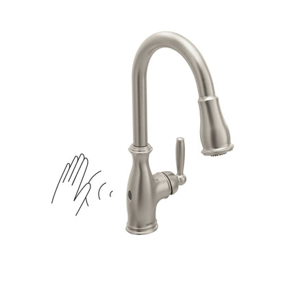 Brantford 1.5 GPM Single Hole Pull Down Kitchen Faucet with Duralast, Duralock, MotionSense, PowerClean, and Reflex Technology - Includes Escutcheon