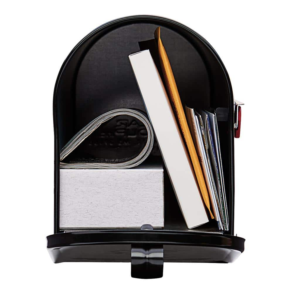 Elite Black, Medium, Steel, Post Mount Mailbox