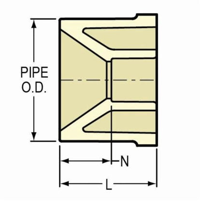 Bushing, 1-1/2 x 1-1/4 in, Spigot x Socket, SCH 40/STD, CPVC