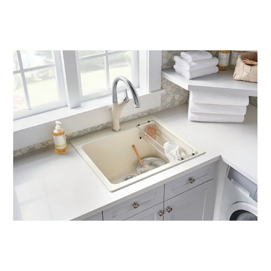 LIVEN™ SILGRANIT® Laundry Sink, 1 Basin, Top/Under Mount, 1-Hole, Granite, White