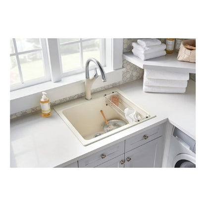 LIVEN™ SILGRANIT® Laundry Sink, 1 Basin, Top/Under Mount, 1-Hole, Granite, White