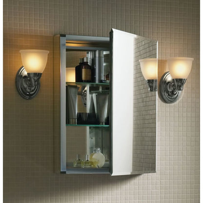 20" x 26" Single Door Reversible Hinge Frameless Mirrored Medicine Cabinet