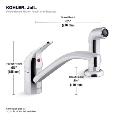 Jolt 1.5 GPM Single Hole Kitchen Faucet - Includes Side Spray Escutcheon