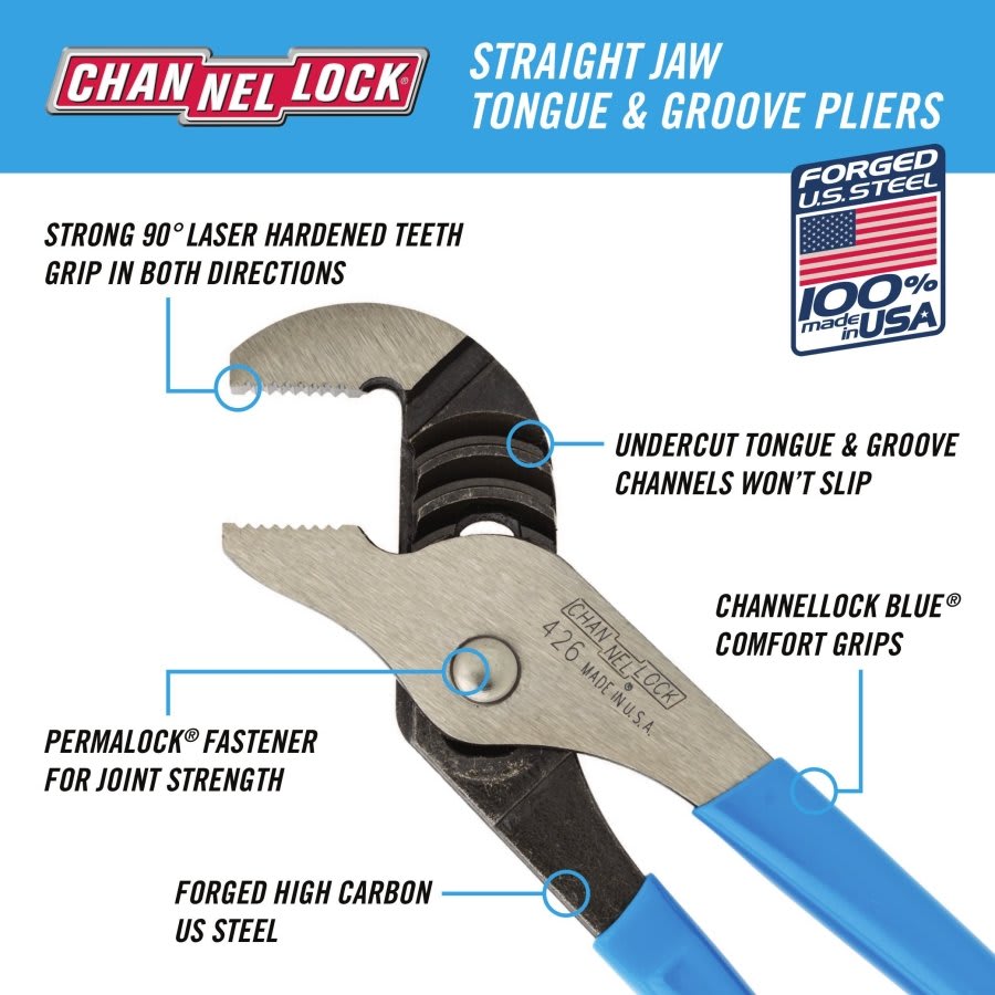 6.5 in, Tongue & Groove, Straight Jaw