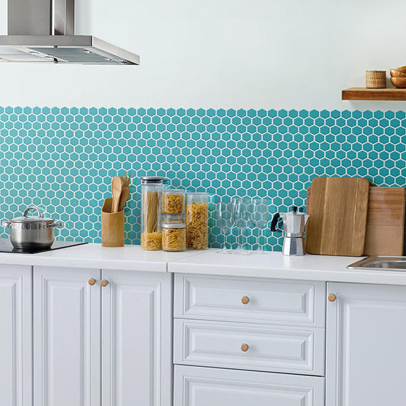 Keystones Ocean Blue Hexagon 2X2 Matte