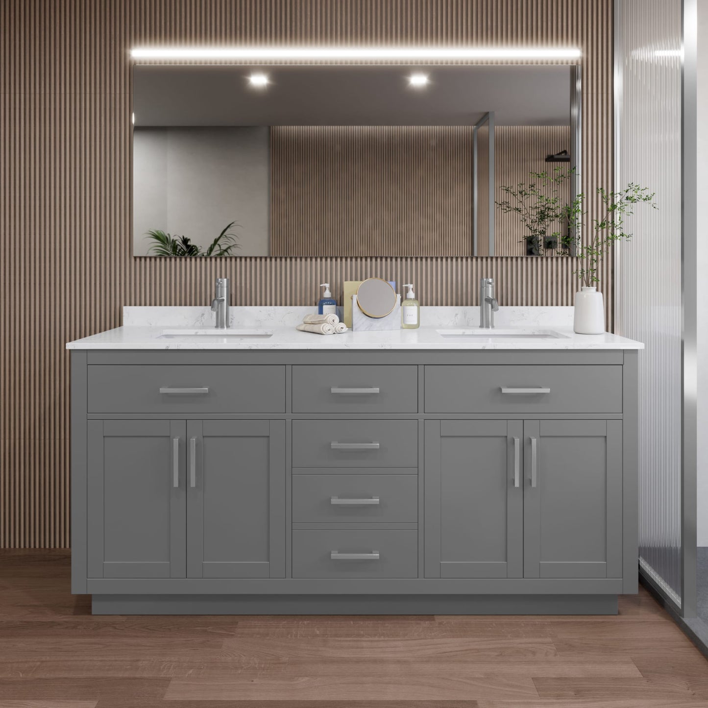 Beckett Double Bathroom Vanity with Toe Kick - 72W x 35H x 22D