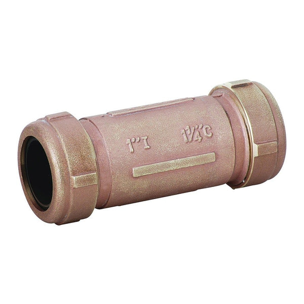 Long Compression Coupling, 1 x 1-1/4 in, IPS x CTS, Brass
