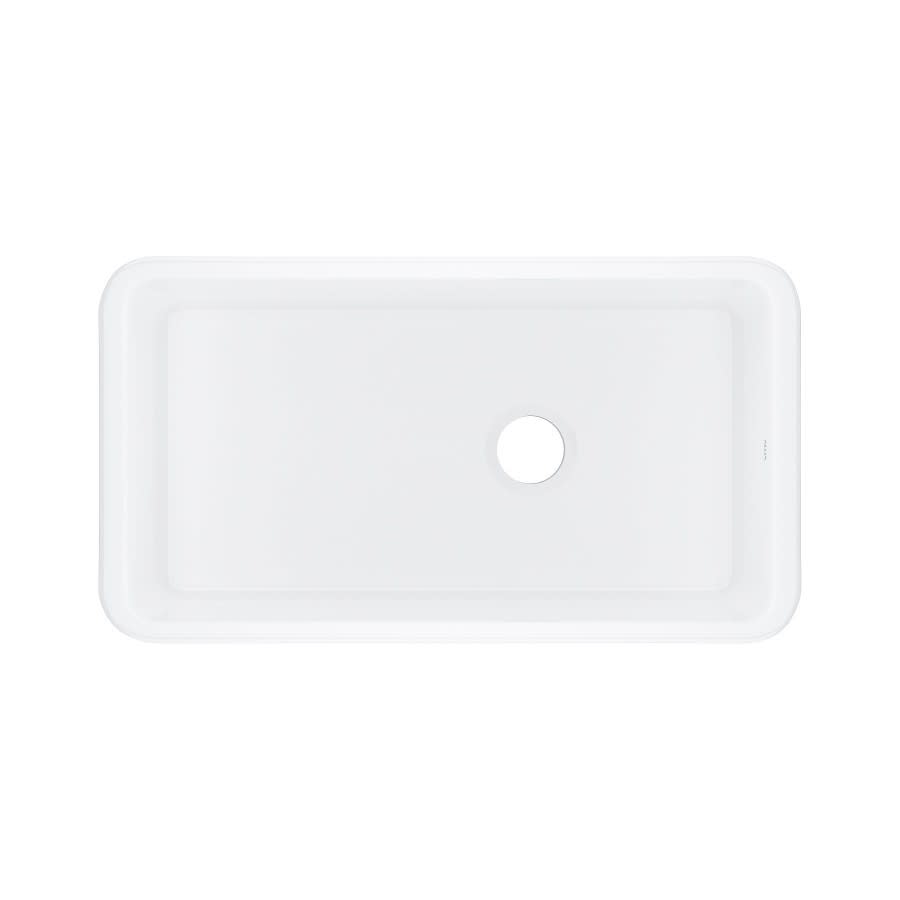 Single Bowl Kitchen Sink, Under Mount, 35 x 19 in, 10 in Bowl Depth, Fireclay, White