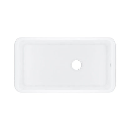 Single Bowl Kitchen Sink, Under Mount, 35 x 19 in, 10 in Bowl Depth, Fireclay, White