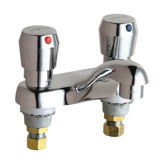 Metering Lavatory Faucet, ADA, 2 Handle, 2-Hole, 2.2 gpm, Polished Chrome