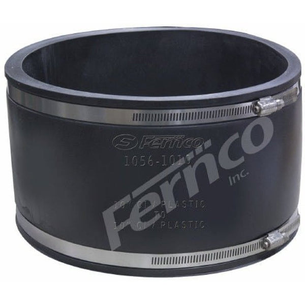 Transition Coupling, 10 in, Cast Iron/Plastic x Cast Iron/Plastic, Flexible PVC