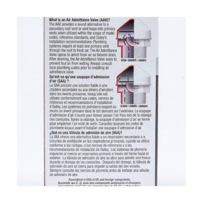 Sure-Vent® Automatic Air Vent, 1-1/2 or 2 in, FNPT, PVC