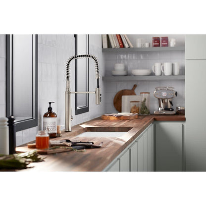 Purist 1.5 GPM Single Hole Pre-Rinse Kitchen Faucet with Sweep Spray, DockNetik, and MasterClean Technologies