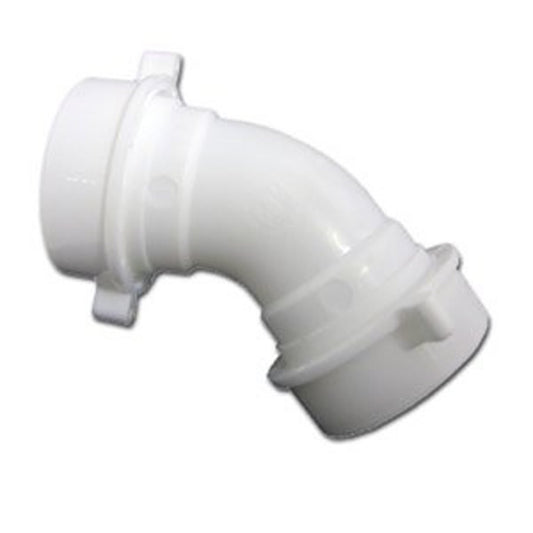 45 deg Tubular Elbow, 1-1/2 in, White