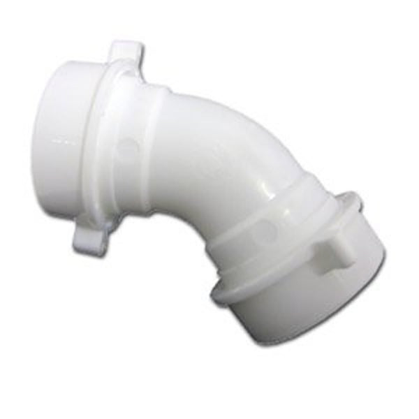 45 deg Tubular Elbow, 1-1/2 in, White