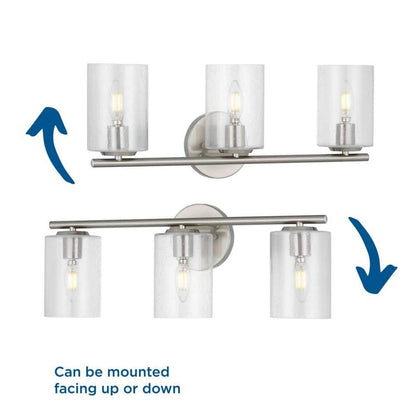 Champlain 22.375 in. 3-Light Brushed Nickel Modern Bathroom Vanity Light with Clear Glass Shades