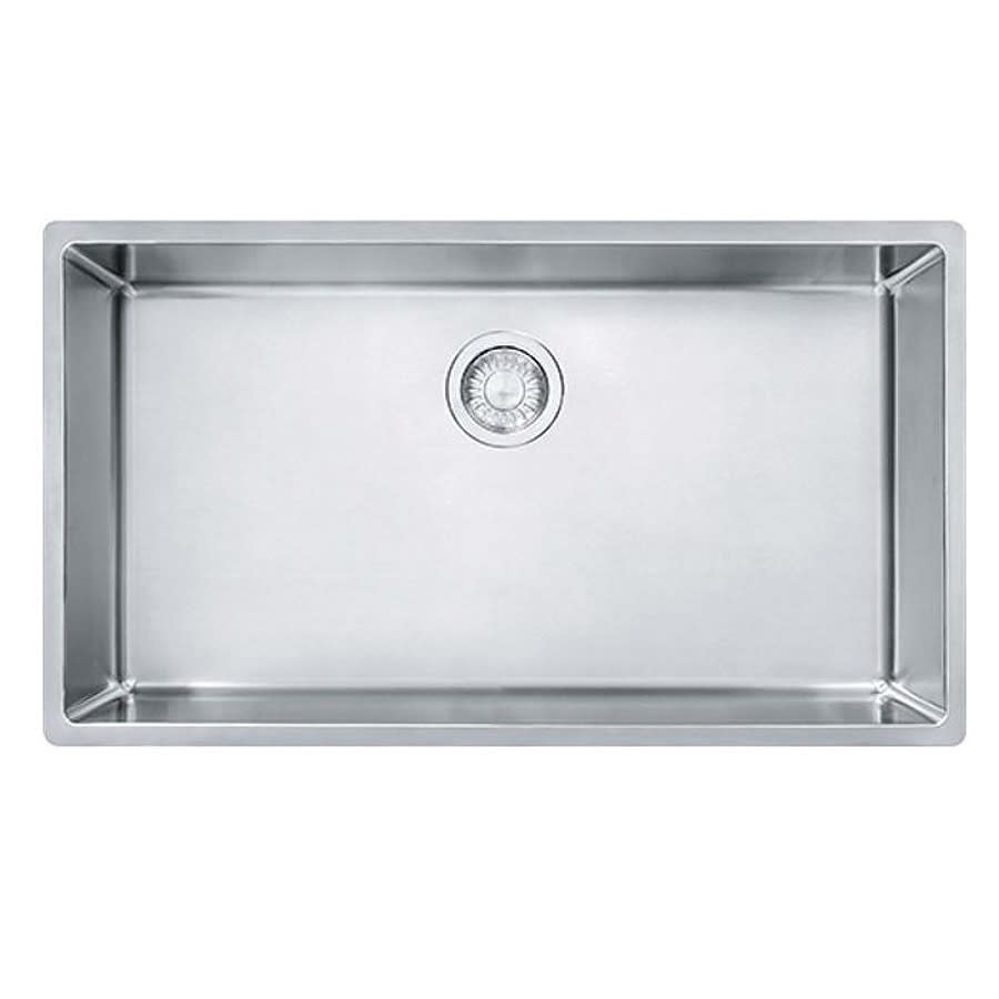 Cube Single Bowl Kitchen Sink, Under Mount, 31-9/16 x 17-3/4 in, 9 in Bowl Depth, 18 ga Satin Steel, Stainless