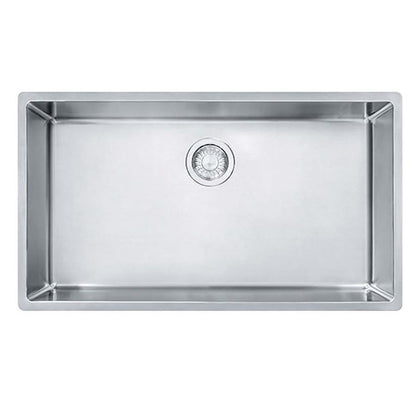 Cube Single Bowl Kitchen Sink, Under Mount, 31-9/16 x 17-3/4 in, 9 in Bowl Depth, 18 ga Satin Steel, Stainless