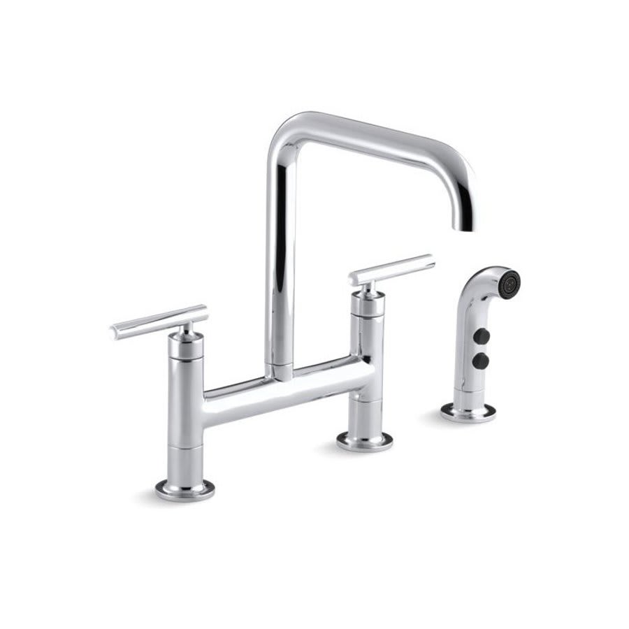 Purist® Kitchen Faucet, Deck Mount, ADA, 2 Lever Handle, 2-Hole, Polished Chrome