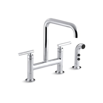 Purist® Kitchen Faucet, Deck Mount, ADA, 2 Lever Handle, 2-Hole, Polished Chrome