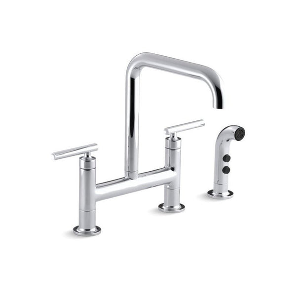 Purist® Kitchen Faucet, Deck Mount, ADA, 2 Lever Handle, 2-Hole, Polished Chrome
