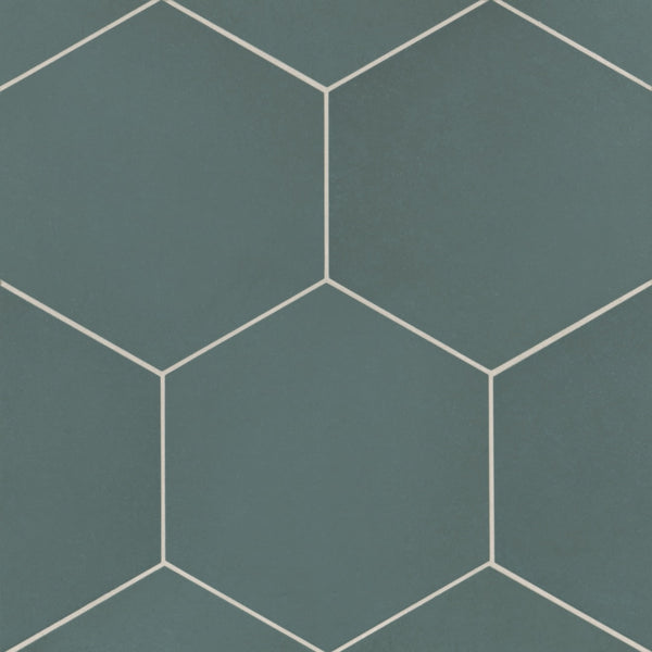 Makoto 10" x 11.5" Hexagon Matte Porcelain Tile in Arashi Blue