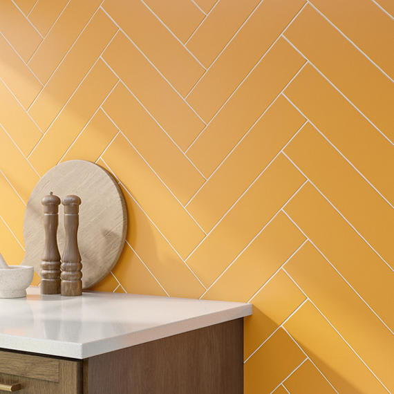 Color Wheel Linear Matte Mustard Rectangle 4X12 Matte