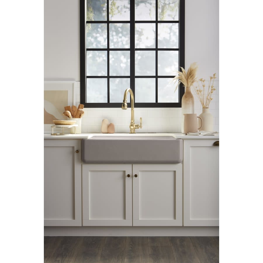 Whitehaven 32-11/16" Self-Trimming Farmhouse Single Basin Enameled Cast Iron Kitchen Sink