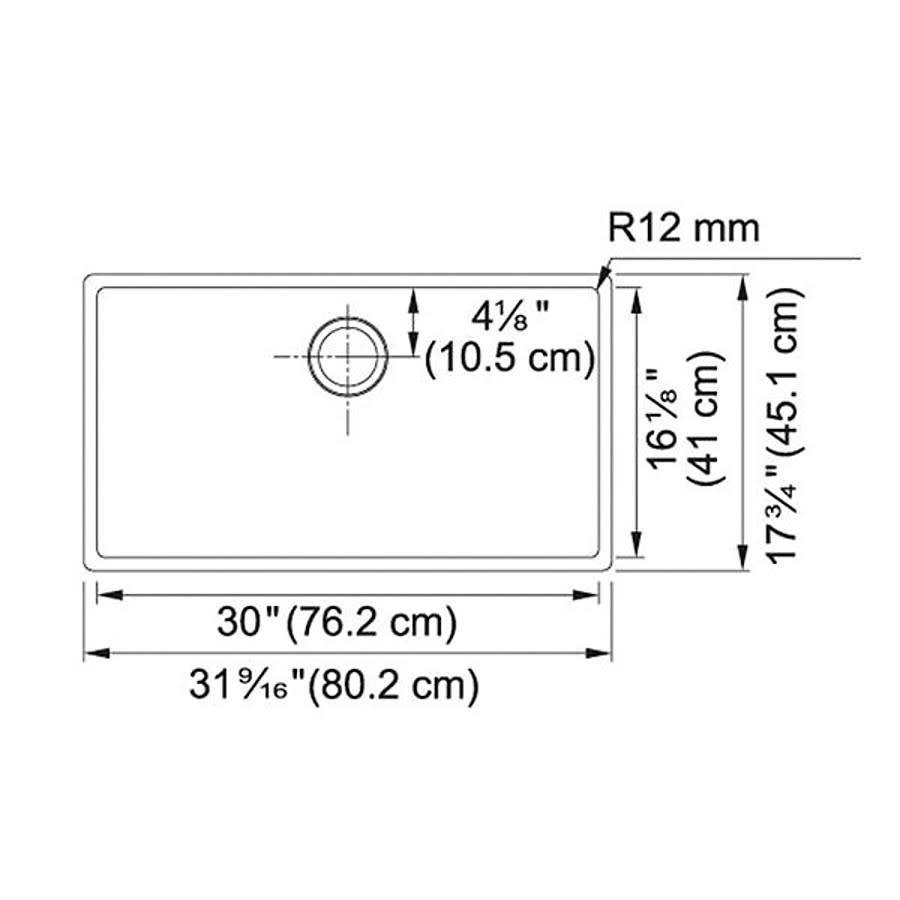 Cube Single Bowl Kitchen Sink, Under Mount, 31-9/16 x 17-3/4 in, 9 in Bowl Depth, 18 ga Satin Steel, Stainless
