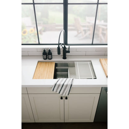 Prolific 33" Workstation Single Basin Undermount Kitchen Sink with Silent Shield Technology and Accessories Included