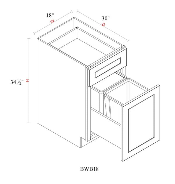 Base Waste Basket - 18"W x 34- 1/2"H x 24"D