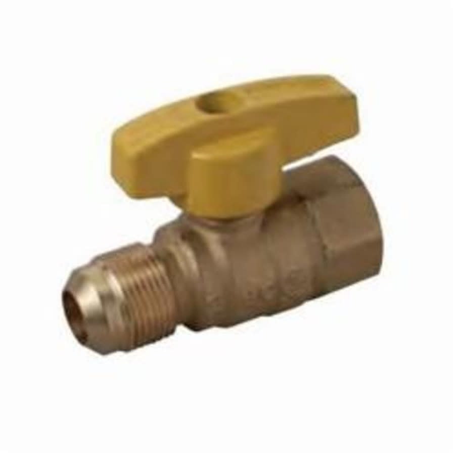 1-Piece Ball Valve, 5/8 x 3/4 in, Flare x FNPT, Standard Port, Brass Ball, Brass