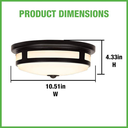 11 in. Round Black Exterior Outdoor Motion Sensing LED Ceiling Light 830 Lumens 5-Color Temperature Options Wet Rated