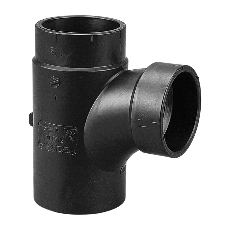 DWV Street Sanitary Tee, 3 x 1-1/2 in, Spigot x Hub, ABS