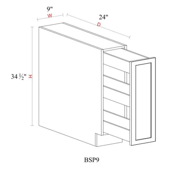 Spice Pull Base Cabinet - 9"W x 34- 1/2"H x 24"D