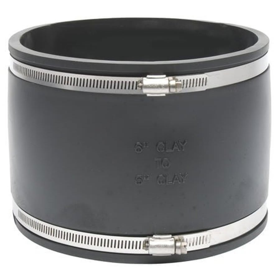 Transition Coupling, 6 in, Clay x Clay, Flexible PVC