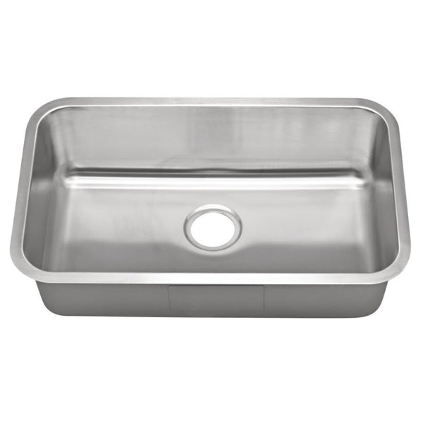Single Bowl Kitchen Sink, Under Mount, 29-7/8 x 18 in, 10 in Bowl Depth, 16 ga Satin Steel, Stainless