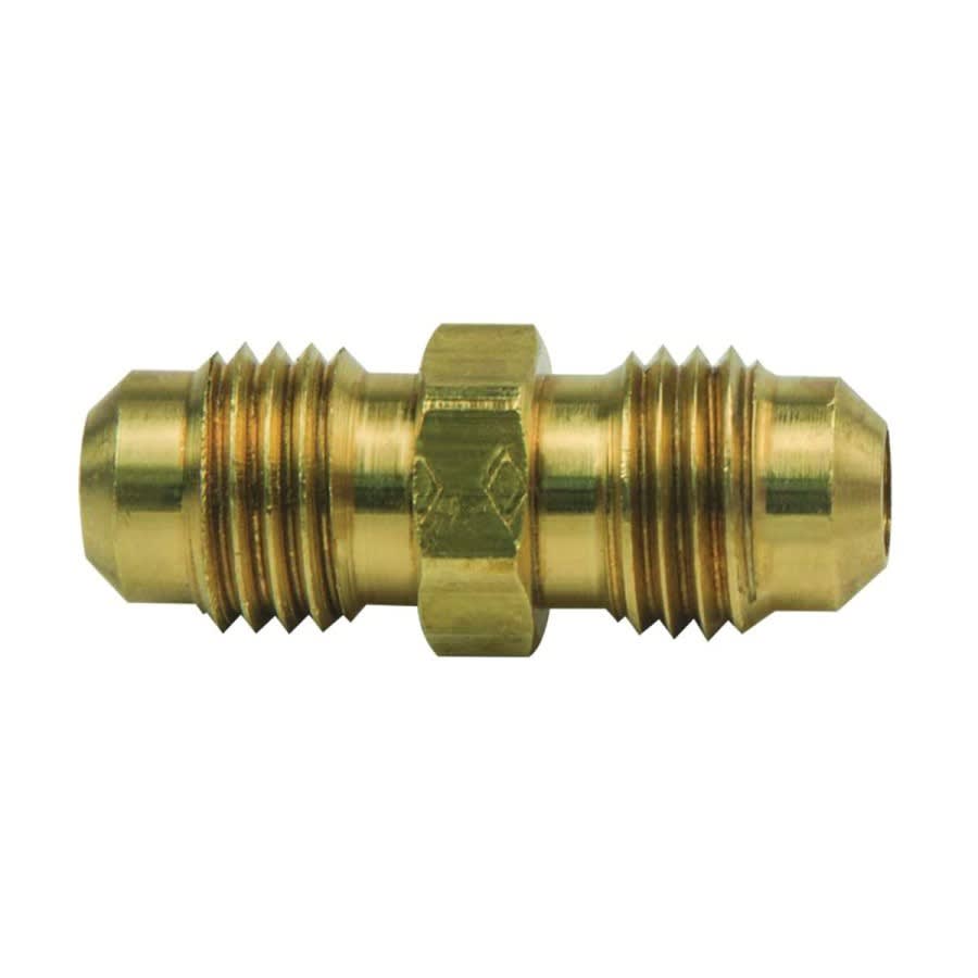 Coupling, 1/4 in, Flare, Brass, Rough Brass, Domestic