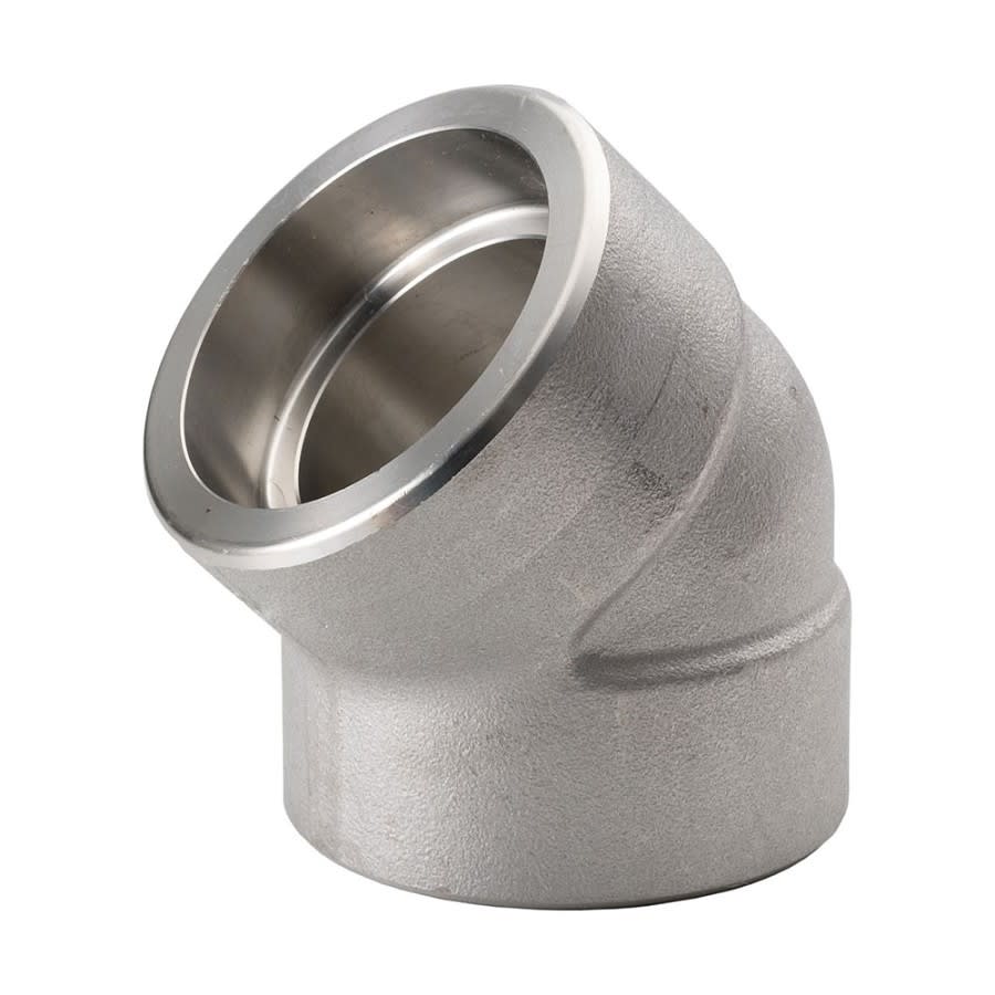 45 deg Elbow, 1 in, Socket Weld, 304/304L Stainless Steel, 3000 lb