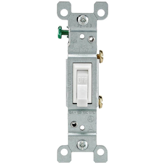 15 Amp Single-Pole Toggle Light Switch, White