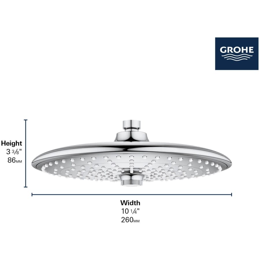 Grohtherm Euphoria 260 1.8 GPM Multi Function Shower Head with EcoJoy, DreamSpray, and SpeedClean